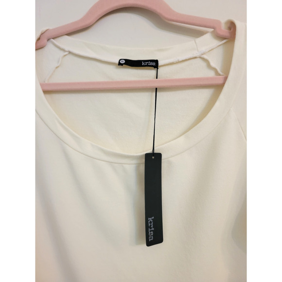 NWT Revolve Krisa Open Neck Pullover Long Sleeve Top Cream XS - Picture 3 of 5